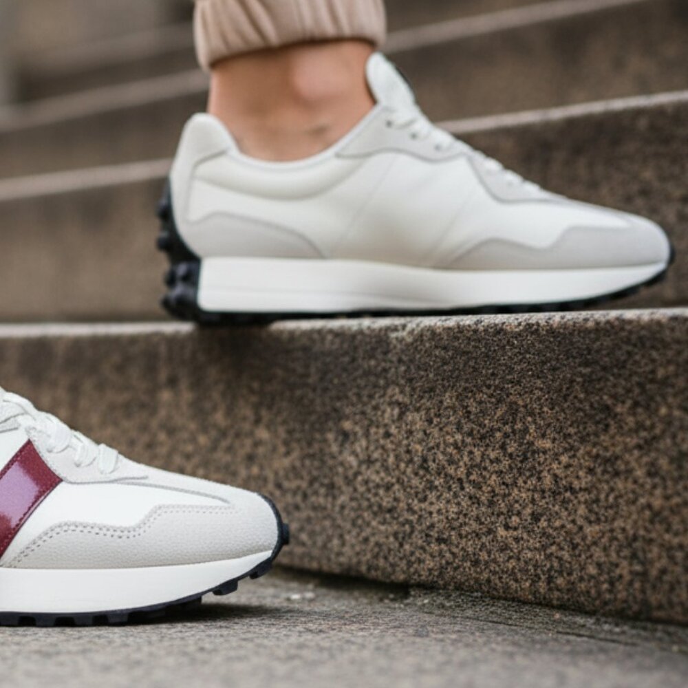 New Balance 327 Women Sneakers Shoes Moonbeam White Burgundy various sizes 💫 - Picture 10 of 11